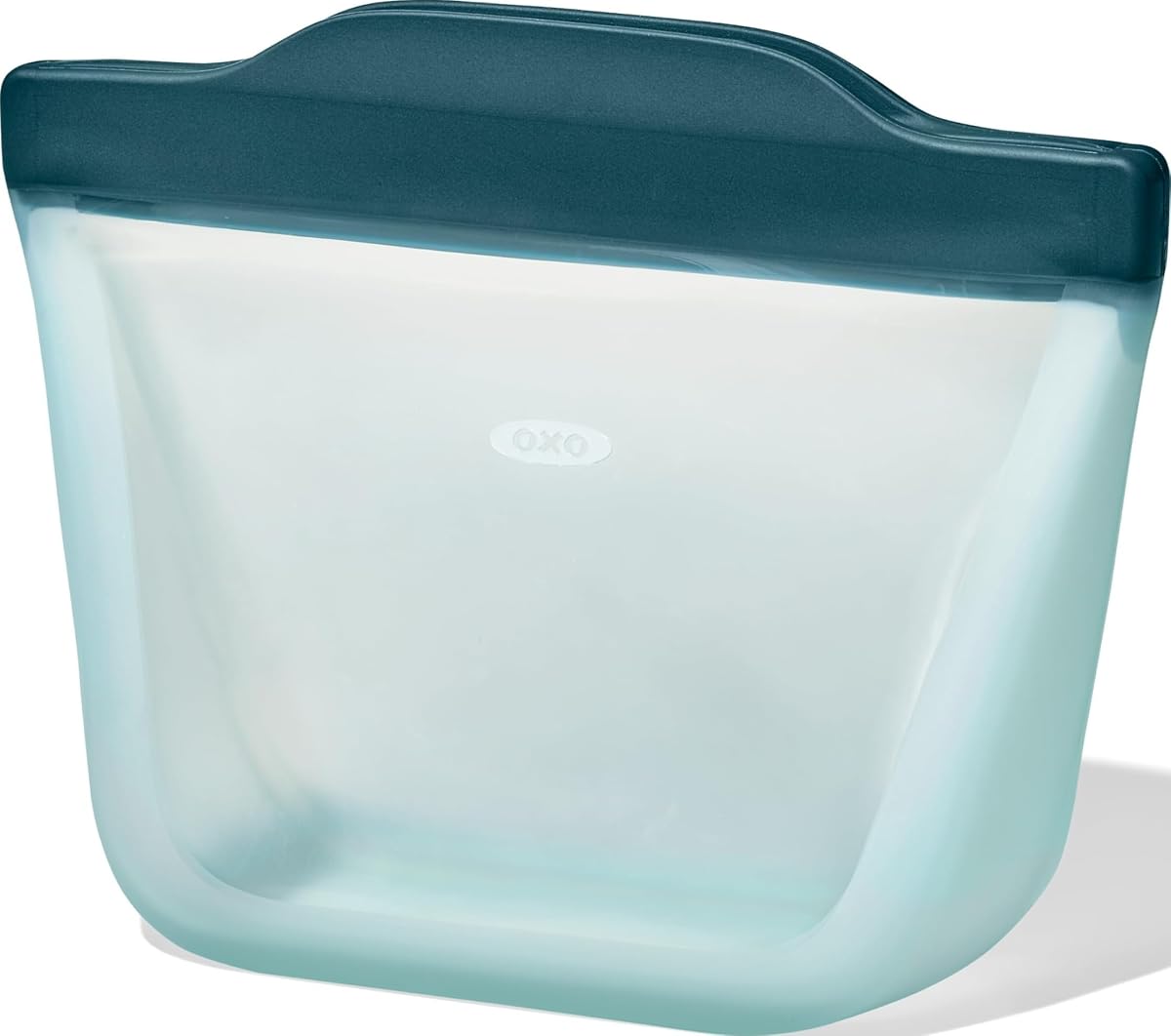 OXO Good Grips Silicone Reusable Bag - Stand-Up Snack (12 oz), Lagoon | Self-Standing for Easy Filling, Leakproof Seal, Ideal for Snacks, Nuts, Dips, Freezer, Microwave and Dishwasher Safe
