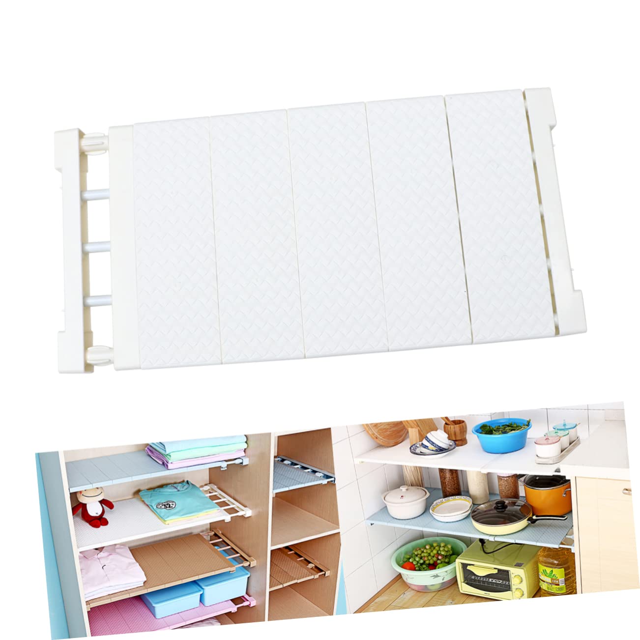 STOBAZA Telescopic Partition for Wardrobe Plastic Storage Rack Shelf Easy Install Sturdy Plastic Stainless Steel (10kg Load)