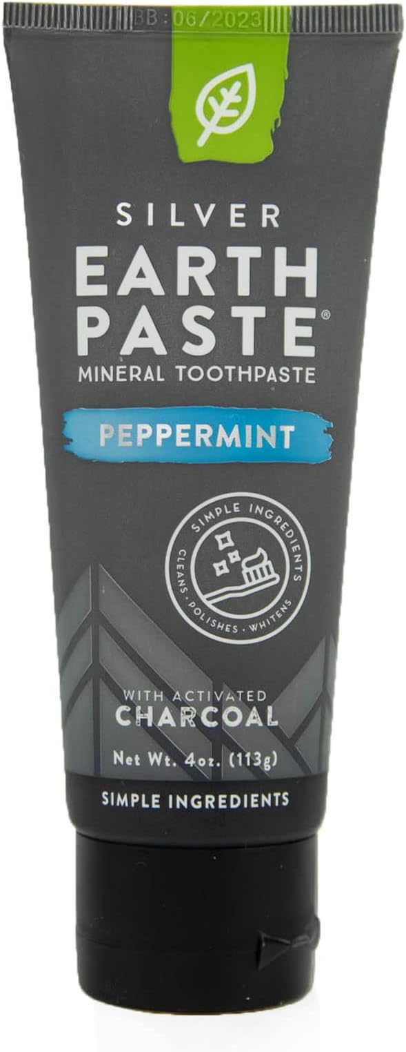 Redmond Earthpaste - Natural Non-Fluoride Charcoal Toothpaste, 4 Ounce Tube (Peppermint Charcoal)