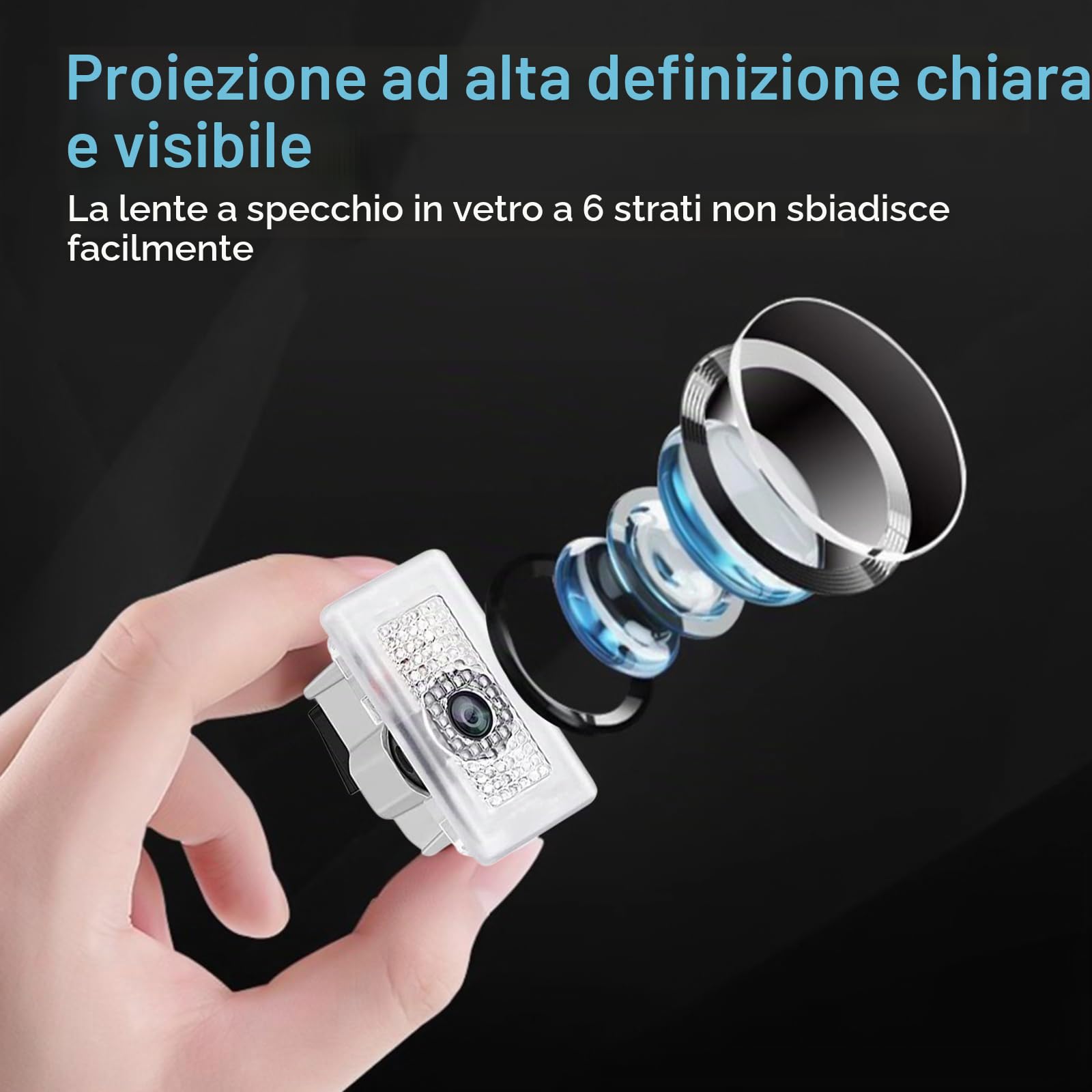 Nizirioo Proiettore LED per portiera auto con logo, 4 pezzi, luce di benvenuto, illuminazione d'ingresso portiera auto, luce portiera per Tesla Model 3 Model Y Model S Model X Logo illuminazione