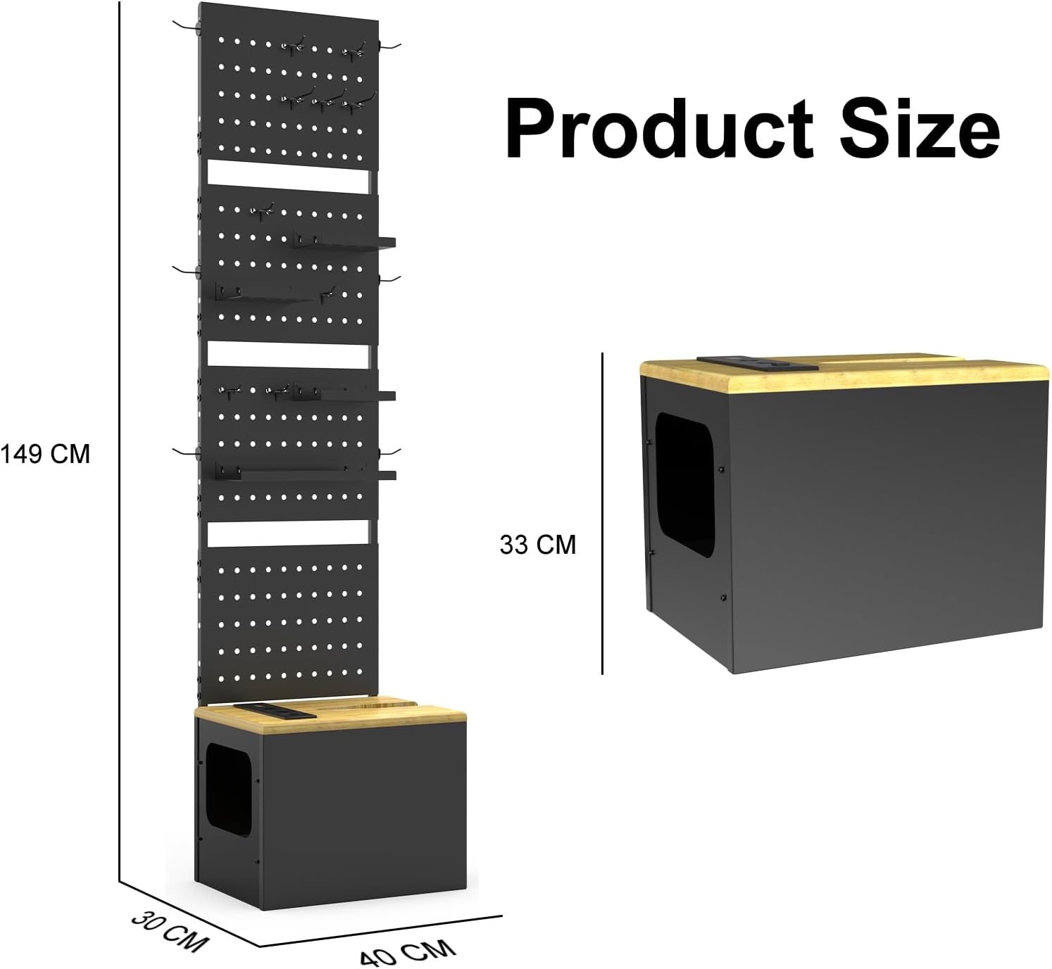 Bicycle Parking Box 4-in-1: Bike Rack, Storage Box, Shoe Bench & Organizer Shelf - For Garage, Entryway, Balcony - Space Saving Design with Large Storage Capacity (US Power Plug black)