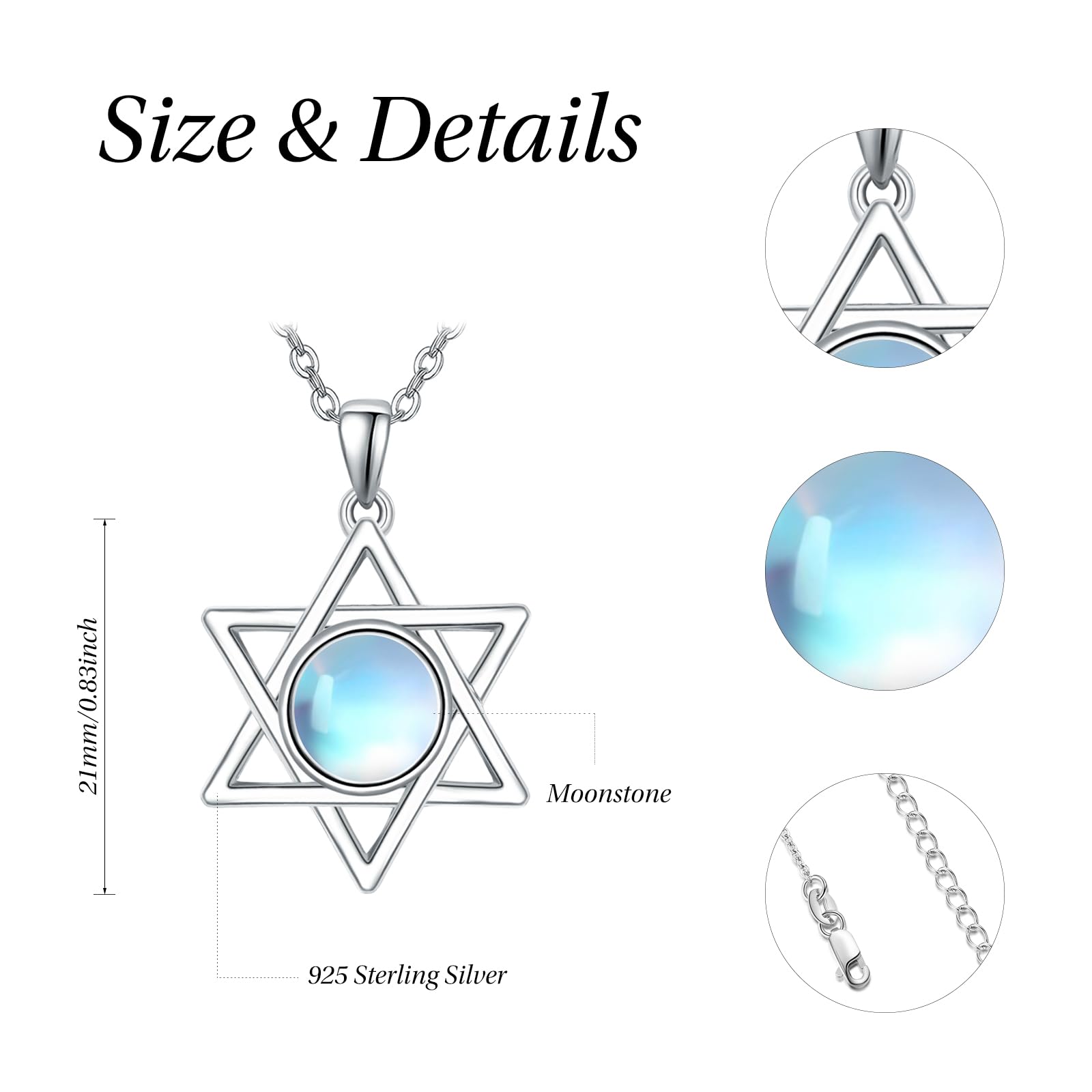 KINGWHYTE Collana in argento Sterling 925 con ciondolo a forma di pianeta Saturno con pietra di luna, gioiello celeste, regalo di compleanno per donne