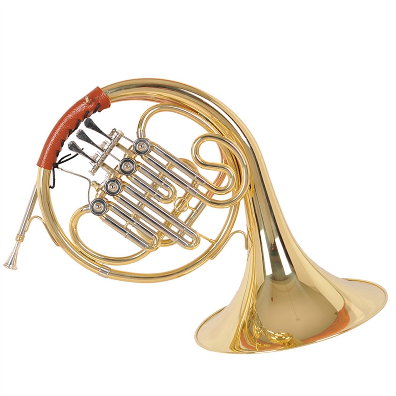 B Flat French Horn – 3 Key Single Row Brass Horn With Silver Finish – For Beginners, Students & Professional Performers