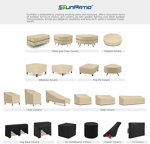 Miniatura 8 de SunPatio Paquete de 2 fundas para sillas de exterior, resistentes e impermeables, para sillas de asiento profundo, protección para todo tipo de