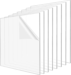 MAHIONG 8 Pieces 12 x 12 x 1/8 inch Clear Acrylic Plexiglass Sheet, Shatter Resistant Transparent Plastic Plexi Glass Board with Protective Film, Clear plexiglass Sheet for DIY Display Projects