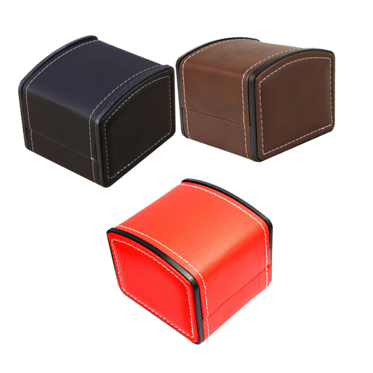 CONGARTENO 3pcs PU Leather Watch Display Case Stylish Jewelry Holder for Wristwatches Bracelets and Elegant Design for Personal and Business Use