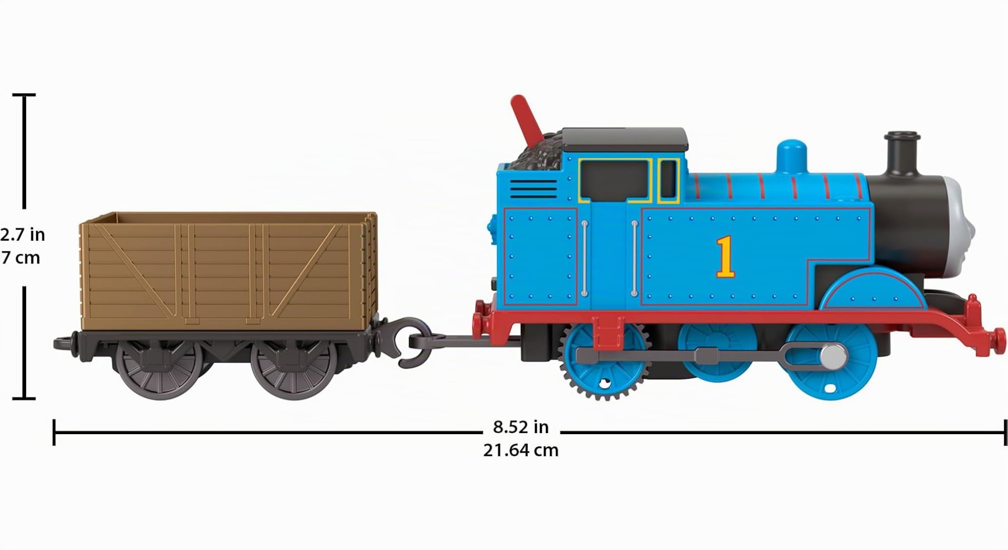 Il Trenino Thomas - Thomas, locomotiva e vagone merci in metallo motorizzati con alimentazione a pile, personaggio della serie Classica, giocattolo per bambini, 3+ anni, JGF93