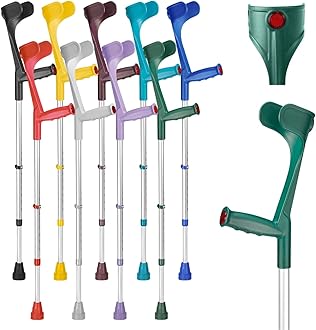 Ossenberg Classic Open Cuff Ergonomic Grip Elbow Crutch – Green – Single | Lightweight Height Adjustable Economy Comfort Coloured Forearm Crutch for Adults Men & Women Mobility and Walking Aid