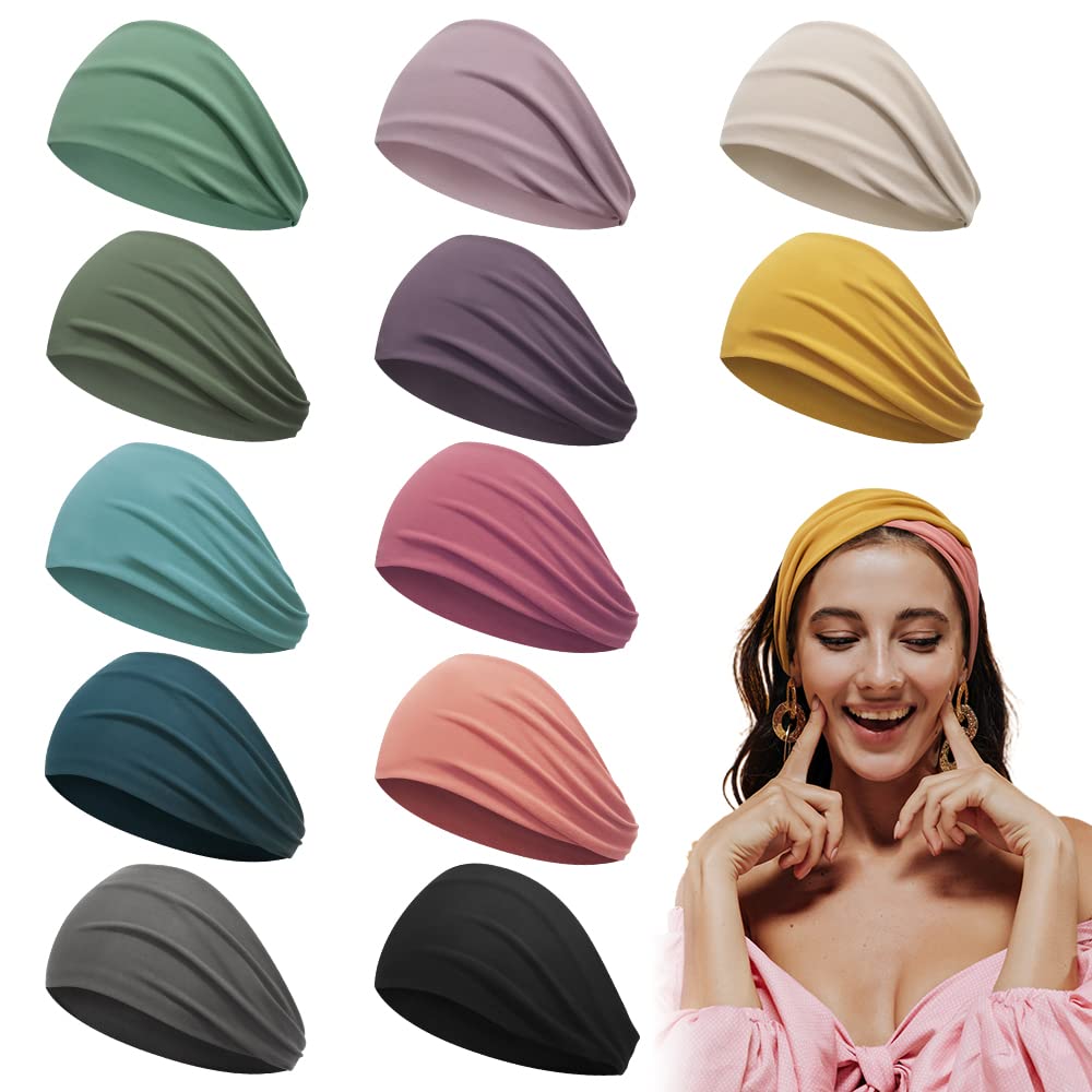 Z-CHARMMY Wide Headbands for Women, Head Bands for Women's Hair, Women's Fashion Headbands, 12 Pack - 