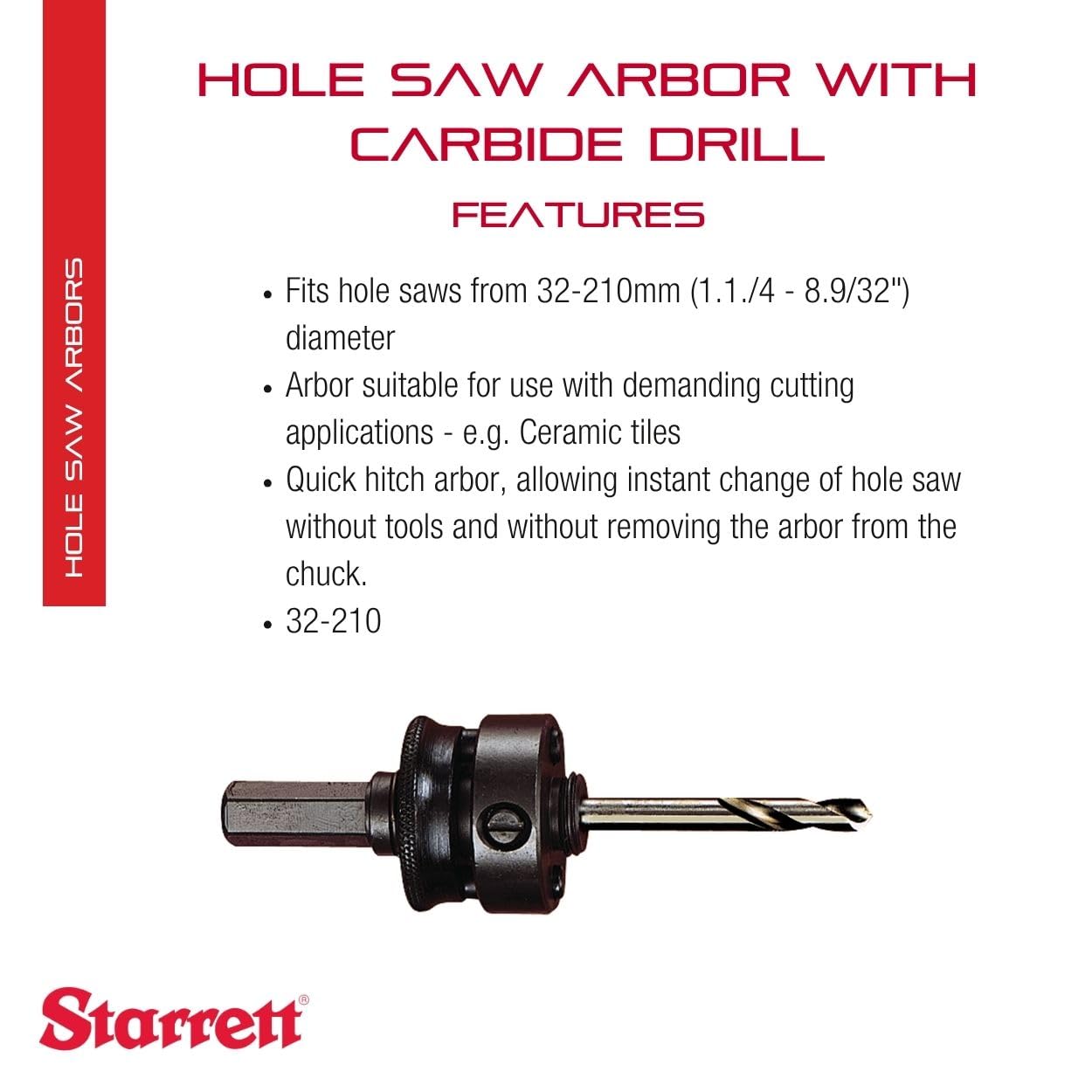 Starrett Mocowanie XA2 z wiertłami centrującymi z twardego metalu do 32-152 mm