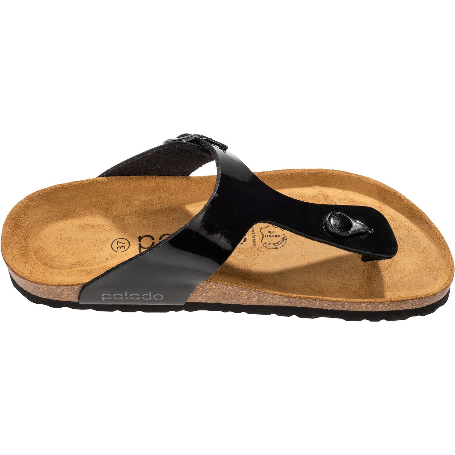 Palado Damen Zehentrenner Kos - Sandalen Made in Spain - bequeme Hausschuhe mit Kork-Fußbett - modische Sommerschuhe