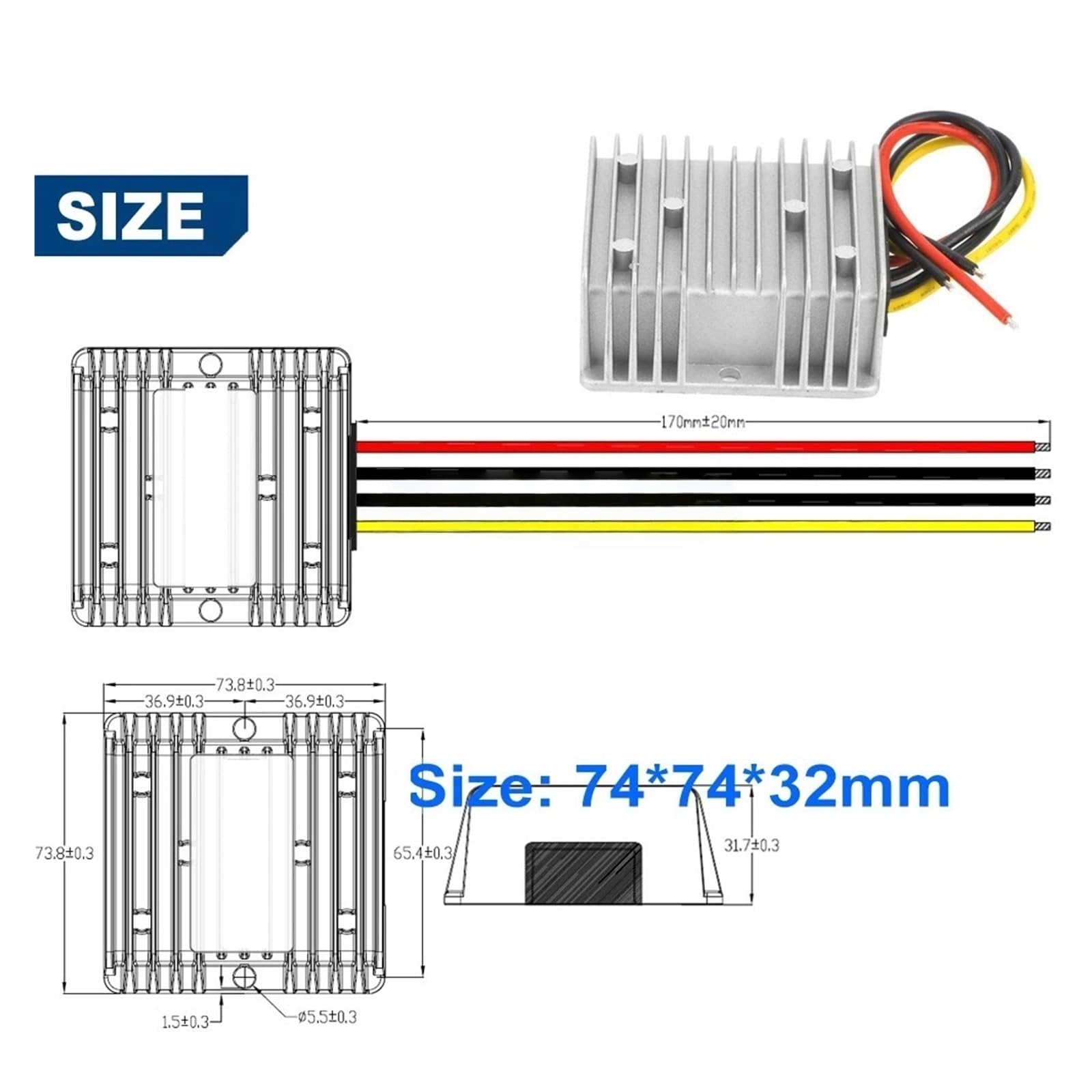 DC-DC-Abwärtswandler, 72 V auf 12 V, 5/10/15/20 A, wasserdichtes Stromversorgungsmodul, industrieller Spannungsregler(12V 5A)