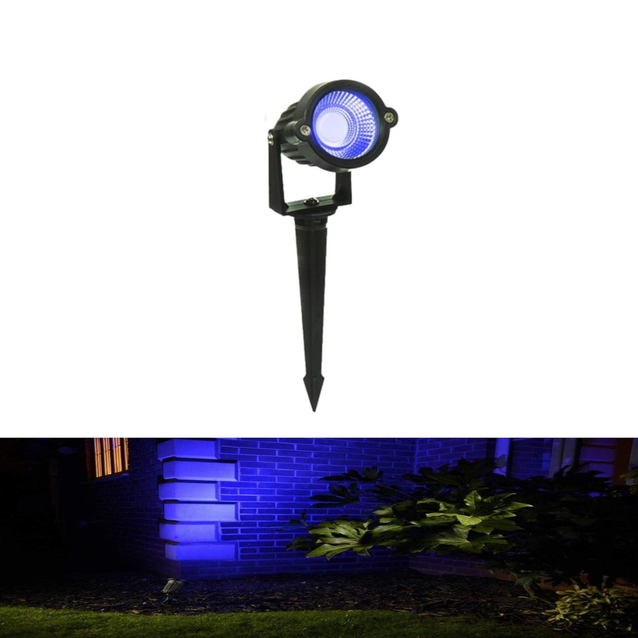 NEXT LIFE Outdoor Landscape LED Light 7W Waterproof Graden Light COB Led Spotlight with Spiked Stand for Lawn Garden Decorative Lamp (Blue)