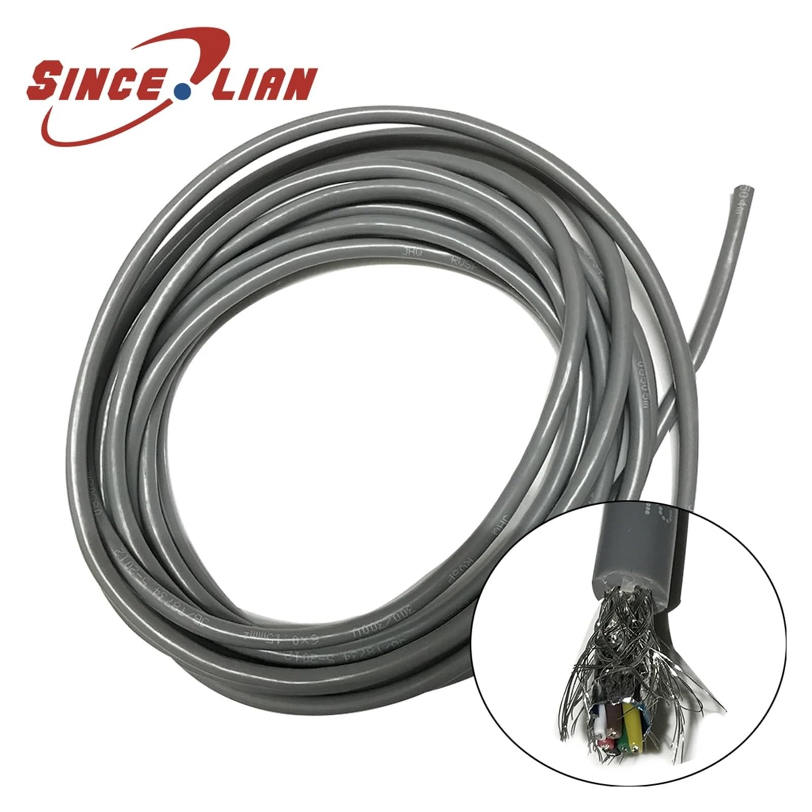 Cable de señal apantallado, Cable de Comunicación de Par Trenzado 15AWG 6x1.5mm2 PVC Gris 10m Cobre Estañado