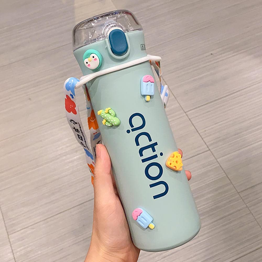 MLLM Termo Taza de café BPA-Free 100% a Prueba de Fugas,con Ventosa de Alta pigmentación;Estudiante Imprimir Taza de Agua portátil-Azul B,Botella Acero Inoxidable Agua para Llevar Sin Bpa