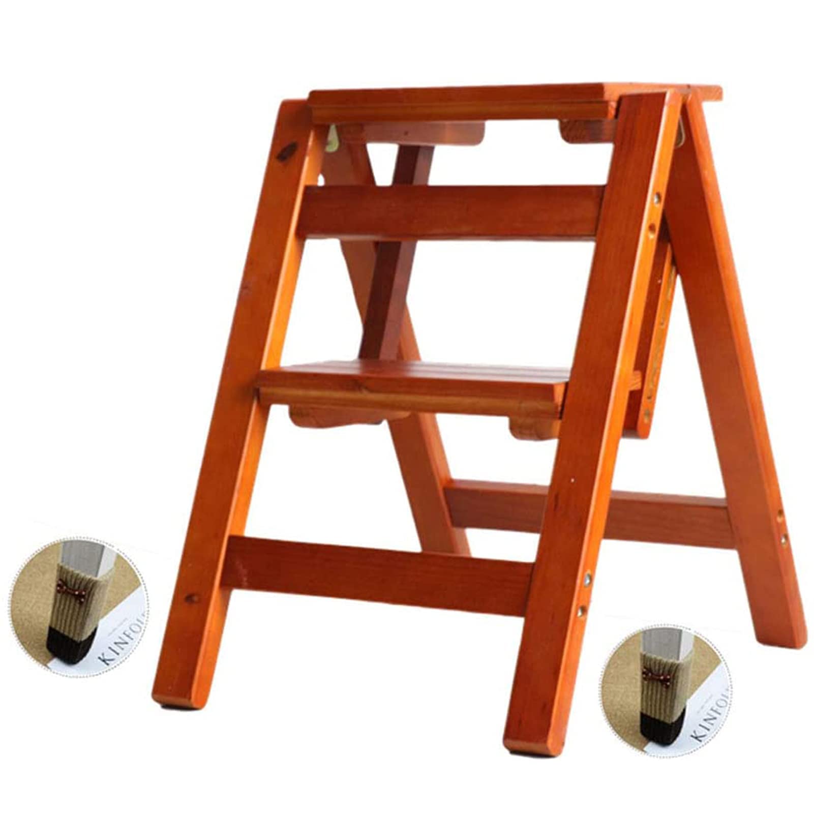 Cxvhsertwr Brown Ladders For Home, Folding Step Stool Ladder 3 Tier(,2)