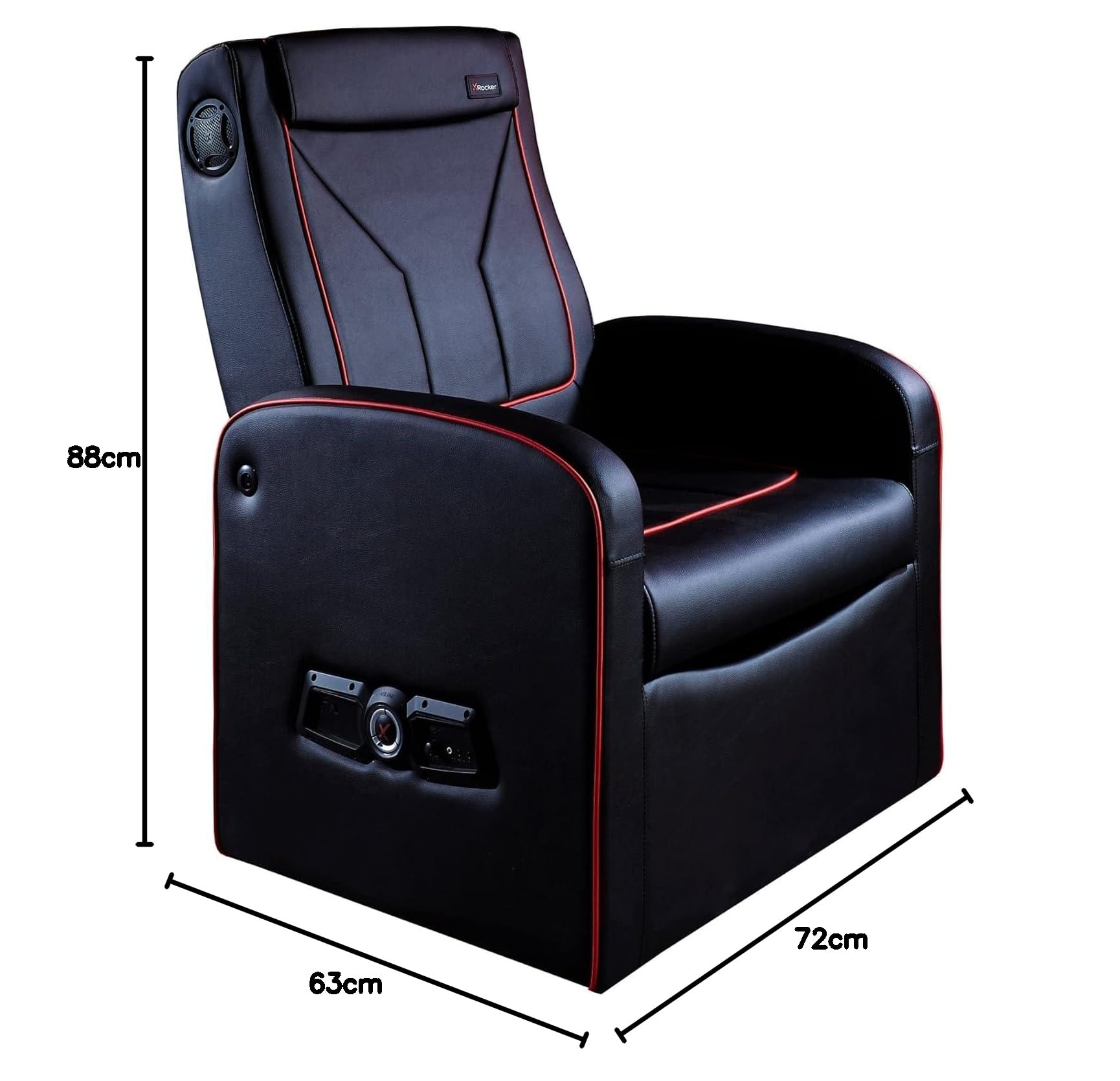 X-Rocker Luxe Ottoman fotel pojedyncze wyściełane siedzisko z głośnikami audio 2.1, sofa ze sztucznej skóry, fotel wypoczynkowy dla dzieci i juniorów, konsola do gier z miejscem do przechowywania PS,