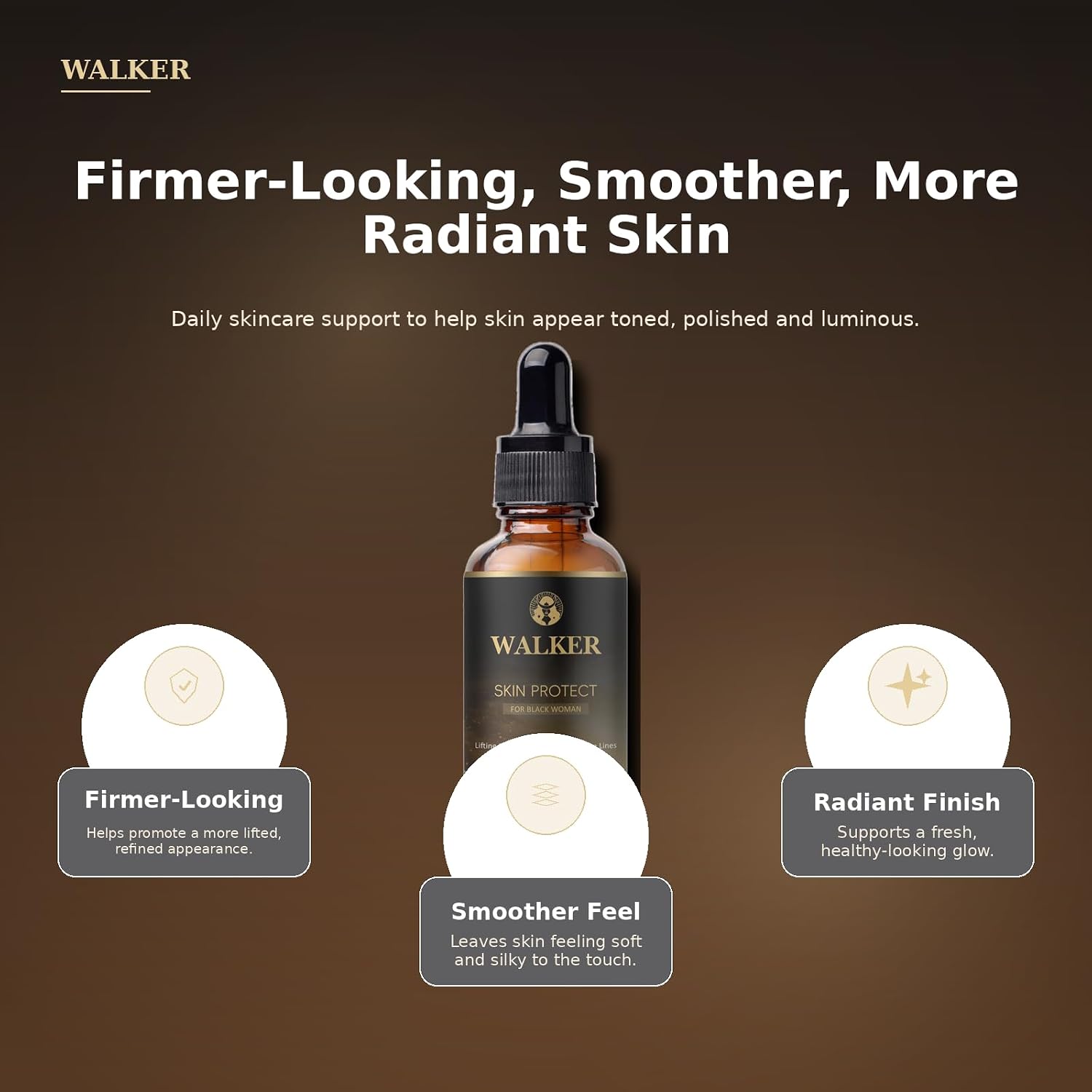 Walker Skin Protect Serum, No Rebound Effect, Firmer-Looking, Smoother, More Radiant Skin, Lightweight Hydrating Formula