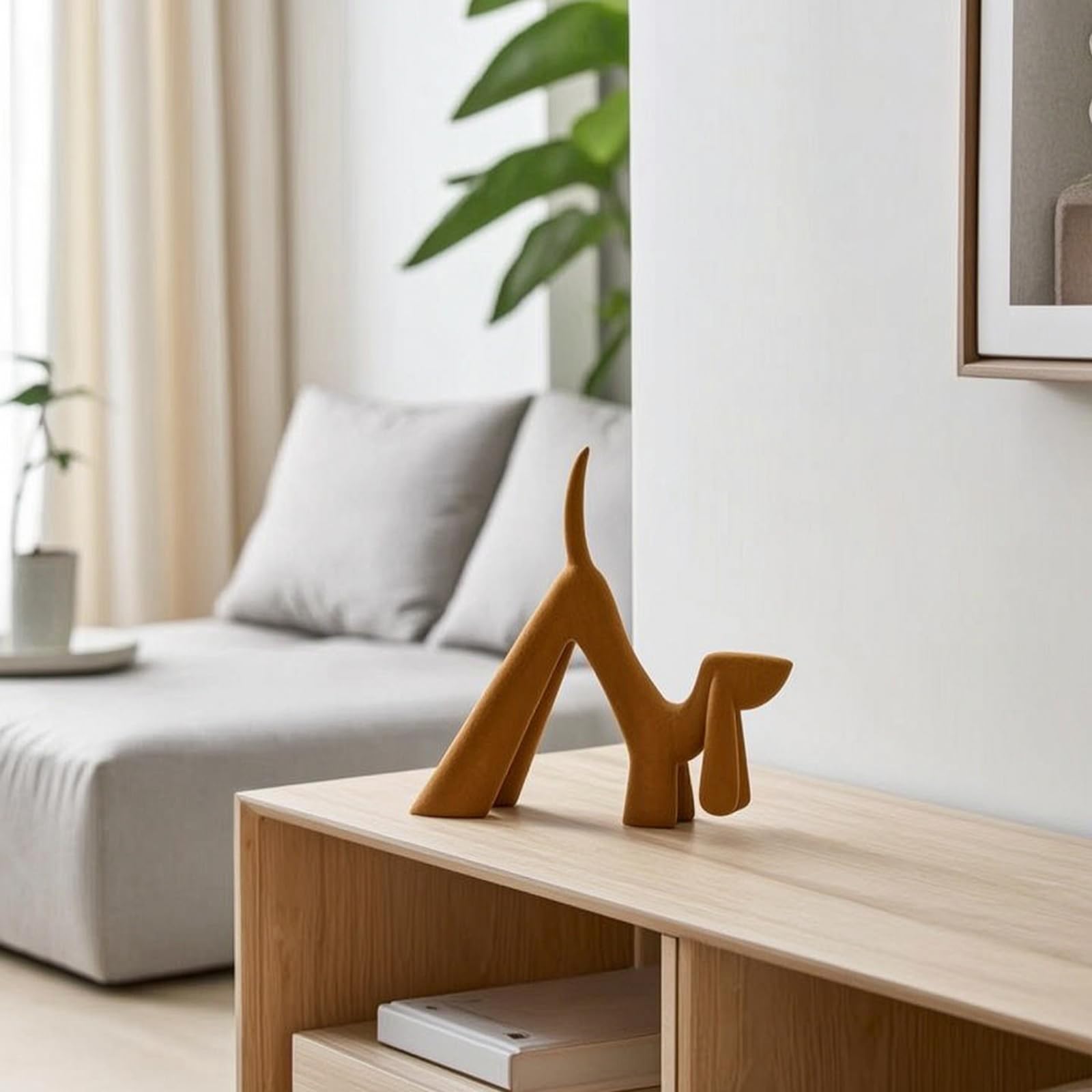 Baoblaze Escultura Metálica Estatua Perro Figurilla Decorativa Adorno Abstracto Estilo Contemporáneo Adecuada para Hogar Estudio Sala Entrada