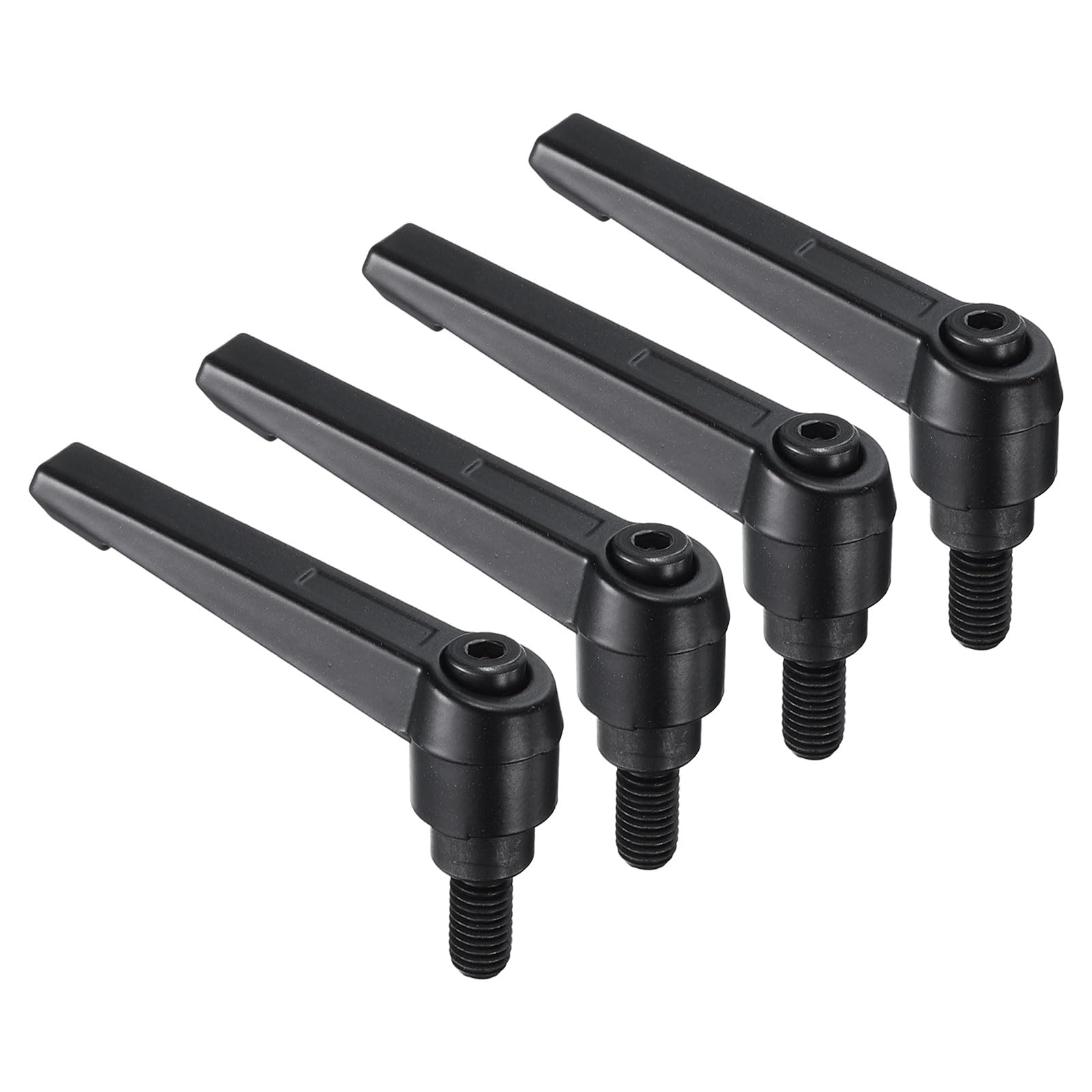 uxcell 4pcs Clamping Lever Handles, M8 x 15mm Black Oxide Carbon Steel Threaded Male Stud, Adjustable Handles Locking Quick Release Ratchet Push Button Bolt Knobs, Black