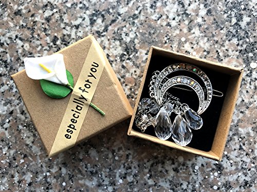 Qtmy Moon Rhinestone Tassel With Crystal Beads Charms Hair Clip Pin Hair Chain Jewelry Hair Accessories (Silver) #TOP6