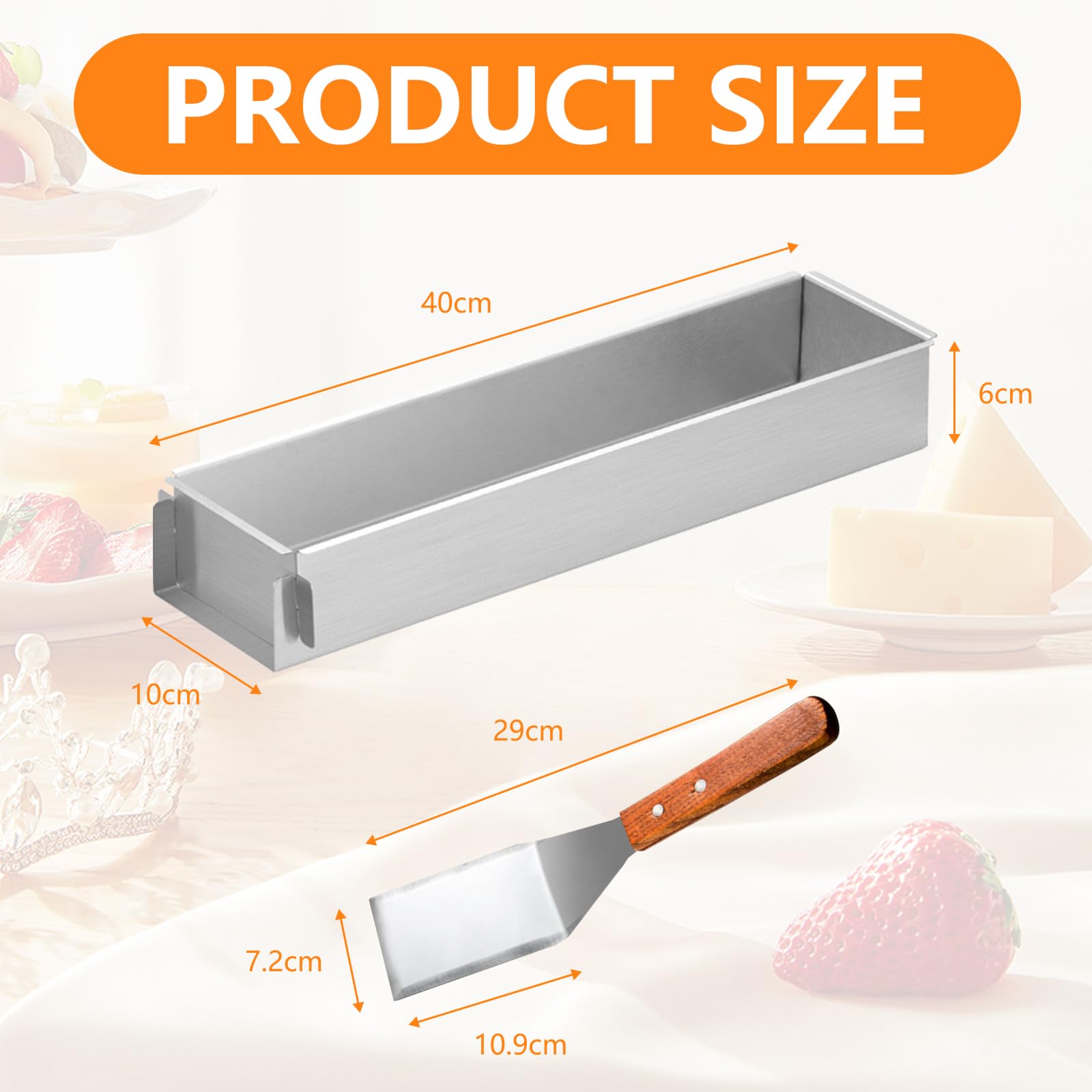 2 Stück Rechteckig Backform, Verstellbare Mousse Kuchenform, Antihaftbeschichtete Tiramisu Form mit Abnehmbares Seitenteil, Aluminiumlegierung Backform für Tortenzubereitung Broten Tiramisu (40cm)