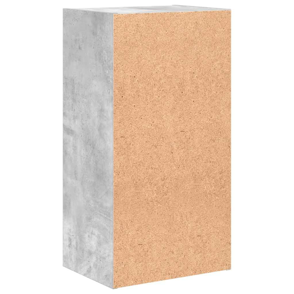 Bücherregal Betongrau mit 2 Fächern, 40x30x76,5 cm, Holzwerkstoff, schmaler Bücherschrank freistehend für Wohnzimmer Büro Kinderzimmer, platzsparendes Regalsystem mit Stauraum