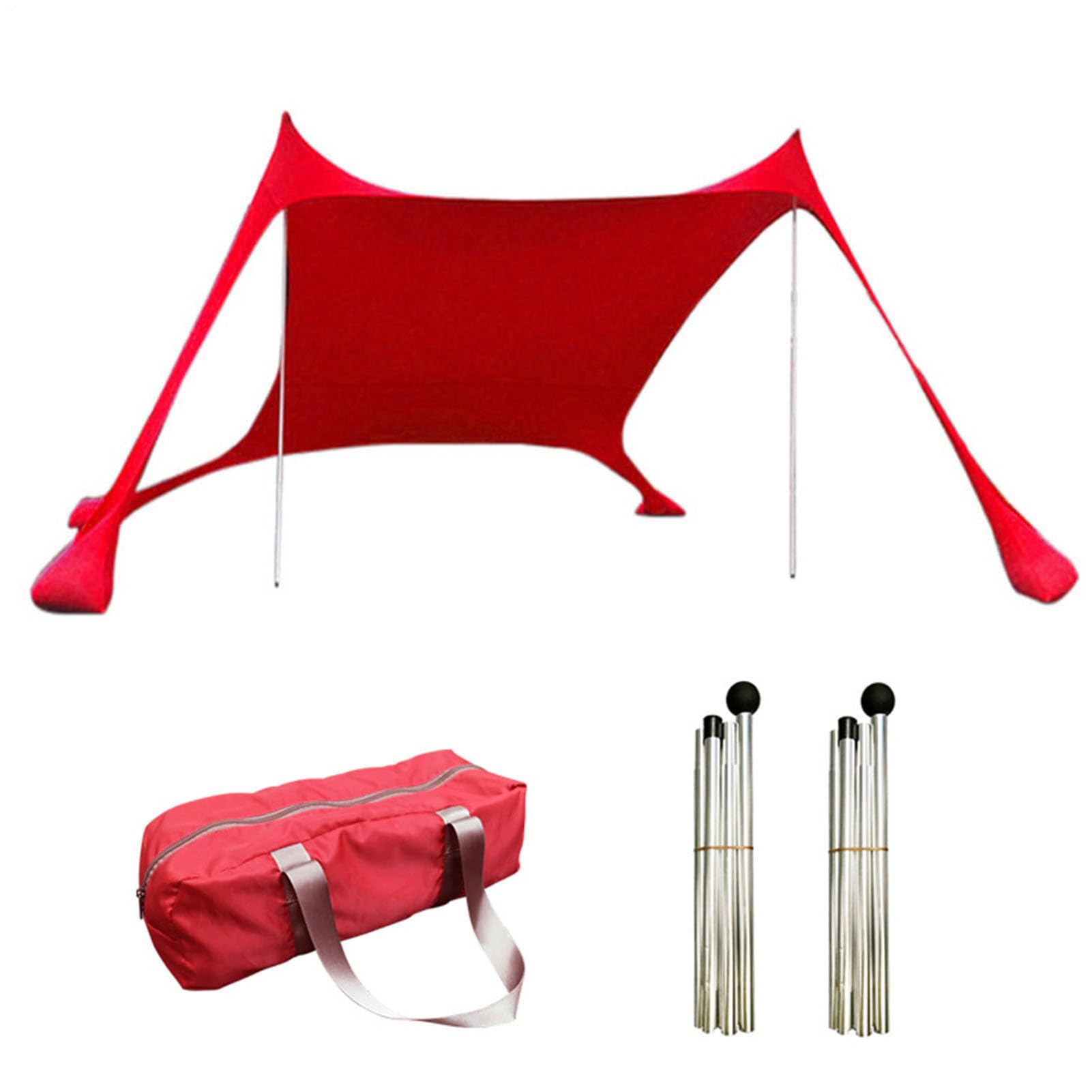 Tente De Plage, Abris De Plage Portable Tente De Jardin Anti-Soleil avec Protection UV, avec 2 Barres De Stabilité + Sac De Transport, pour Plage Pique-Nique Et Camping, 200x160x160cm