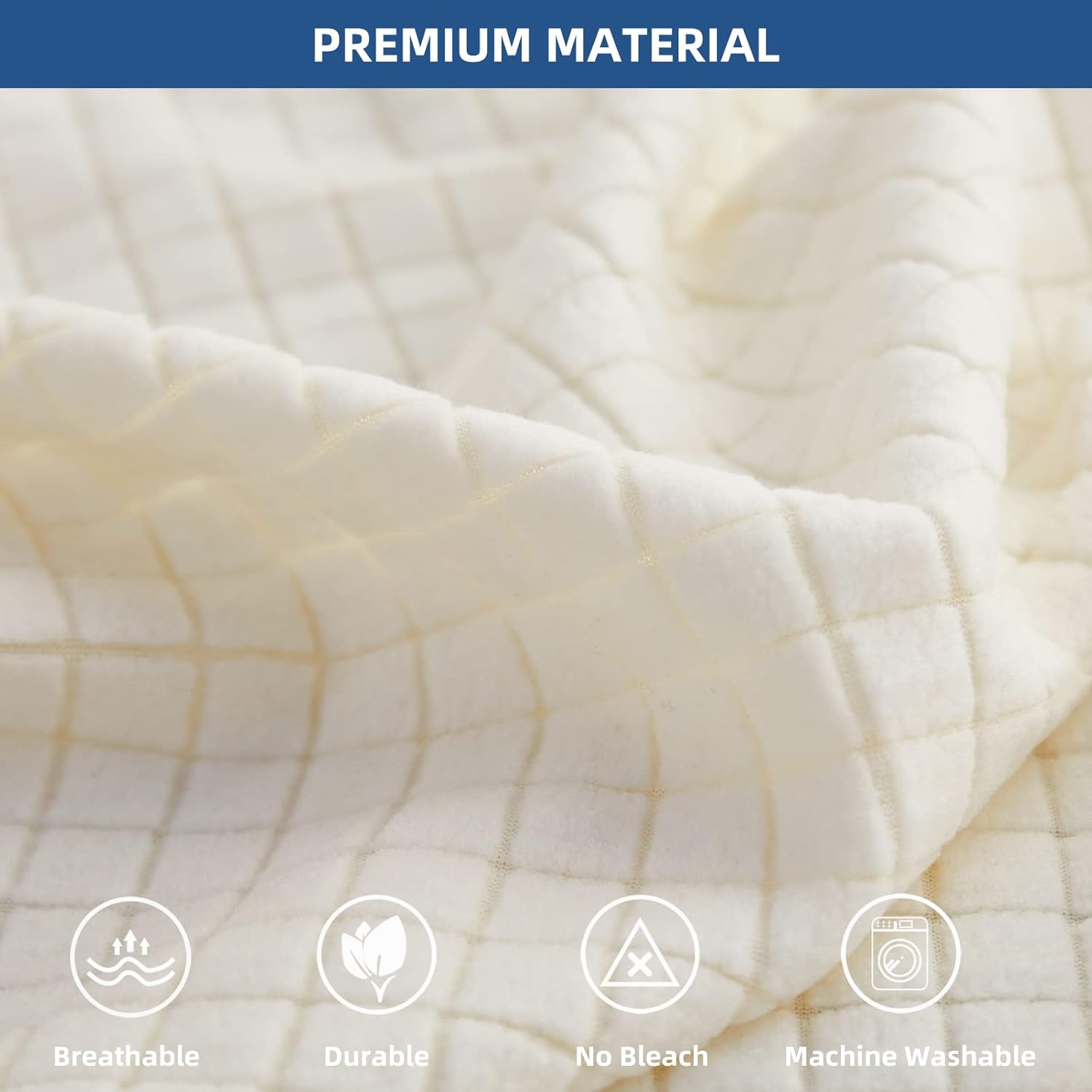 Eismodra Couch Cushion Covers Magic Stretch Sofa Slipcover for 3 Cushion Couch Dogs Pet L Shape 2 Seat Replacement Furniture Protector,Cream White Length 25-37 inches(Only 1 Piece)