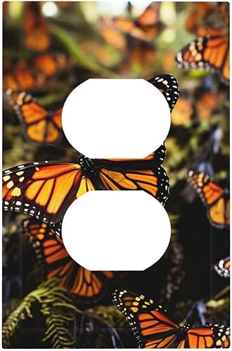 Miniatura 1 de Montones de mariposas monarca naranjas, cubierta de placa de interruptor de luz de 1 banda, placas decorativas de pared, placa de interruptor de