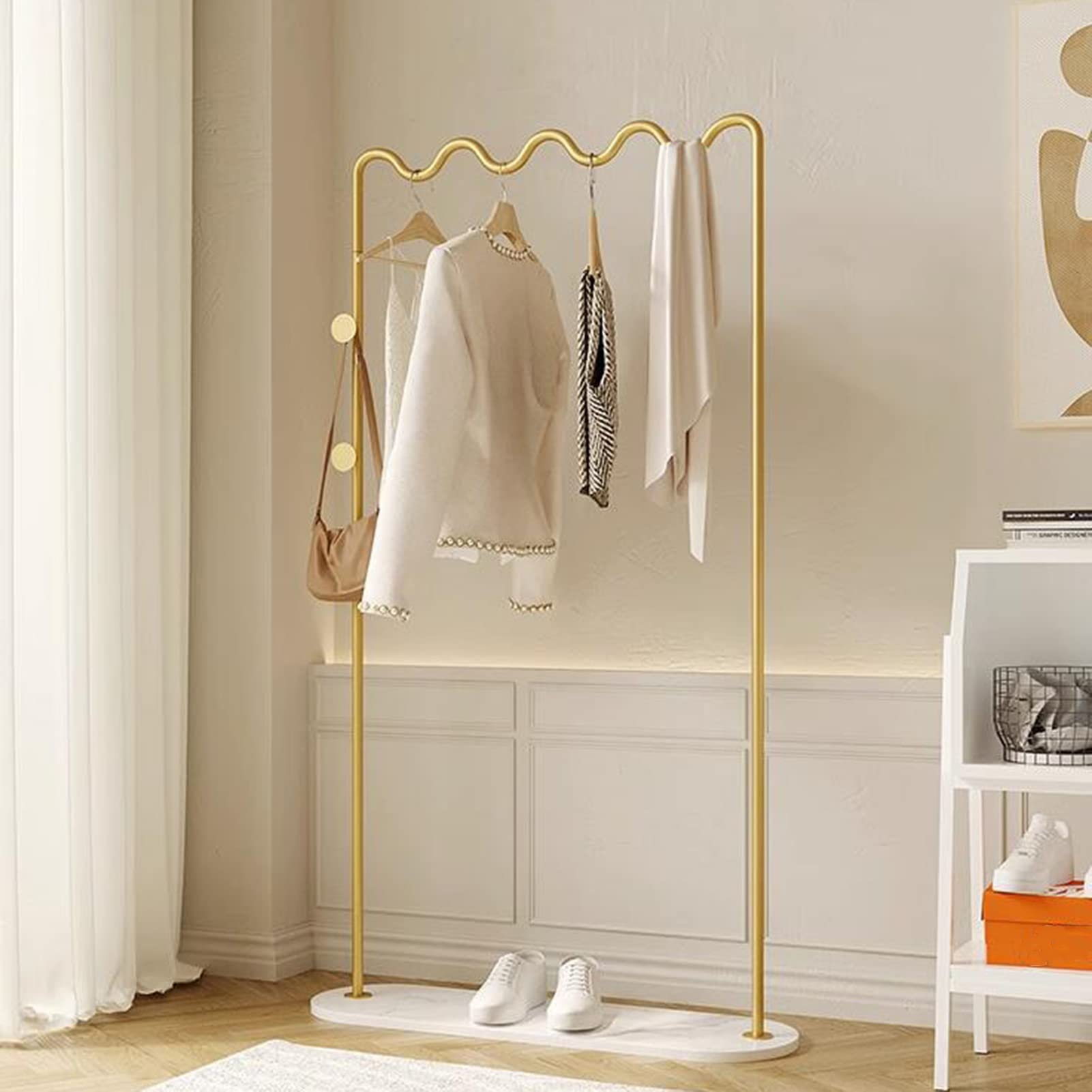 Amazon｜ハンガーラッ シングルロッドアイアン + 大理石コート