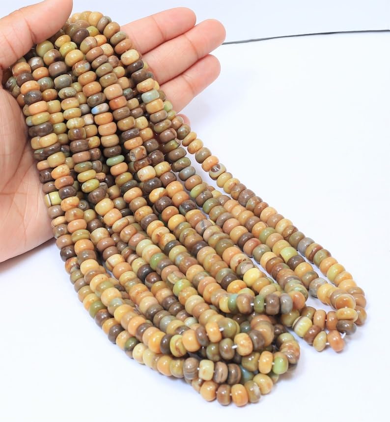 Perles en opale jaune marron naturel pour création haut de gamme