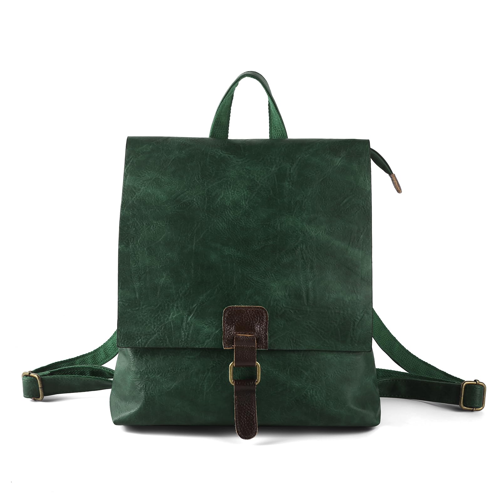 LIKEBAG Backpack Fashion Women Large Multipurpose Design Convertible Satchel Handbags Shoulder Bag Leather Travel Backpack (Green)