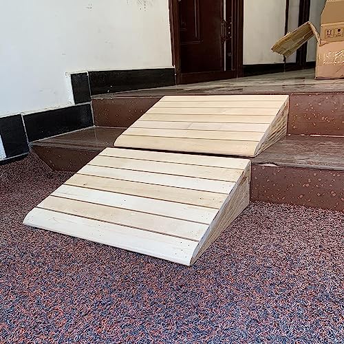 Rampa de umbral de madera maciza de 7 a 15 cm, portátil, antideslizante, acceso para silla de ruedas, puerta de garaje, patio, entrada, rodamiento de carga resistente