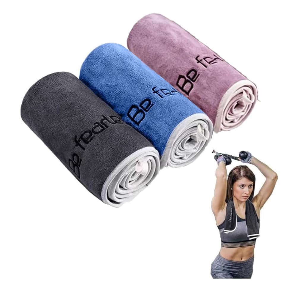 Oaygat 3-Pack Gym Towels 35 * 75cm Microfiber Quick-Drying Fitness Towels Soft Highly Absorbent Sweat Towels for Workout Yoga Sports Suitable for Men and Women