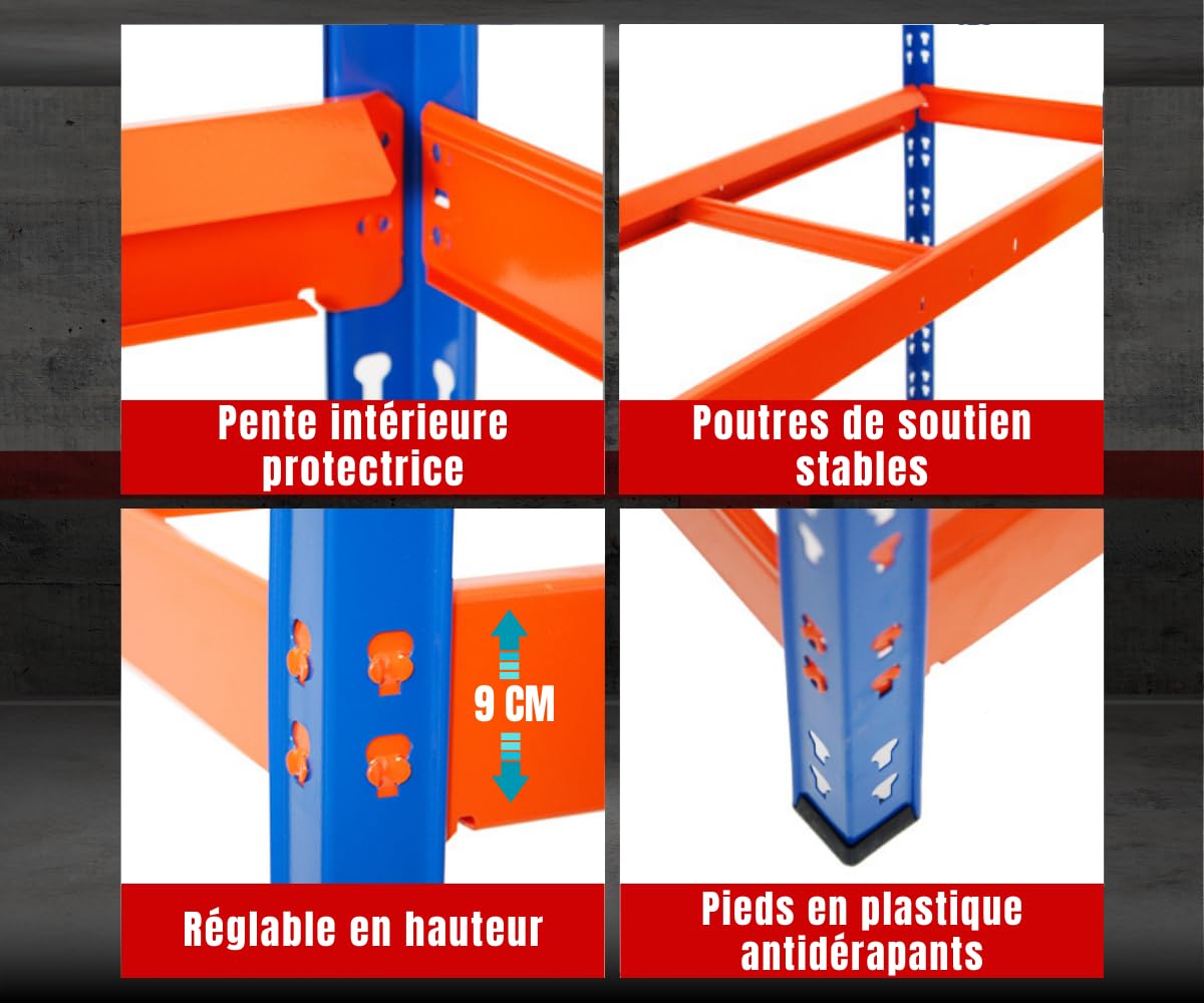 Rack à Pneus Simon Rack - 3 Niveaux, Charge 120 Kg - Dimensions 200x150x45 Cm, Réglable En Hauteur - Fabriqué En Europe - 9