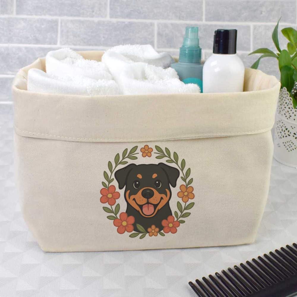 Azeeda Large 'Rottweiler Floral Wreath' Canvas Organiser/Storage Bag (OR00042335)