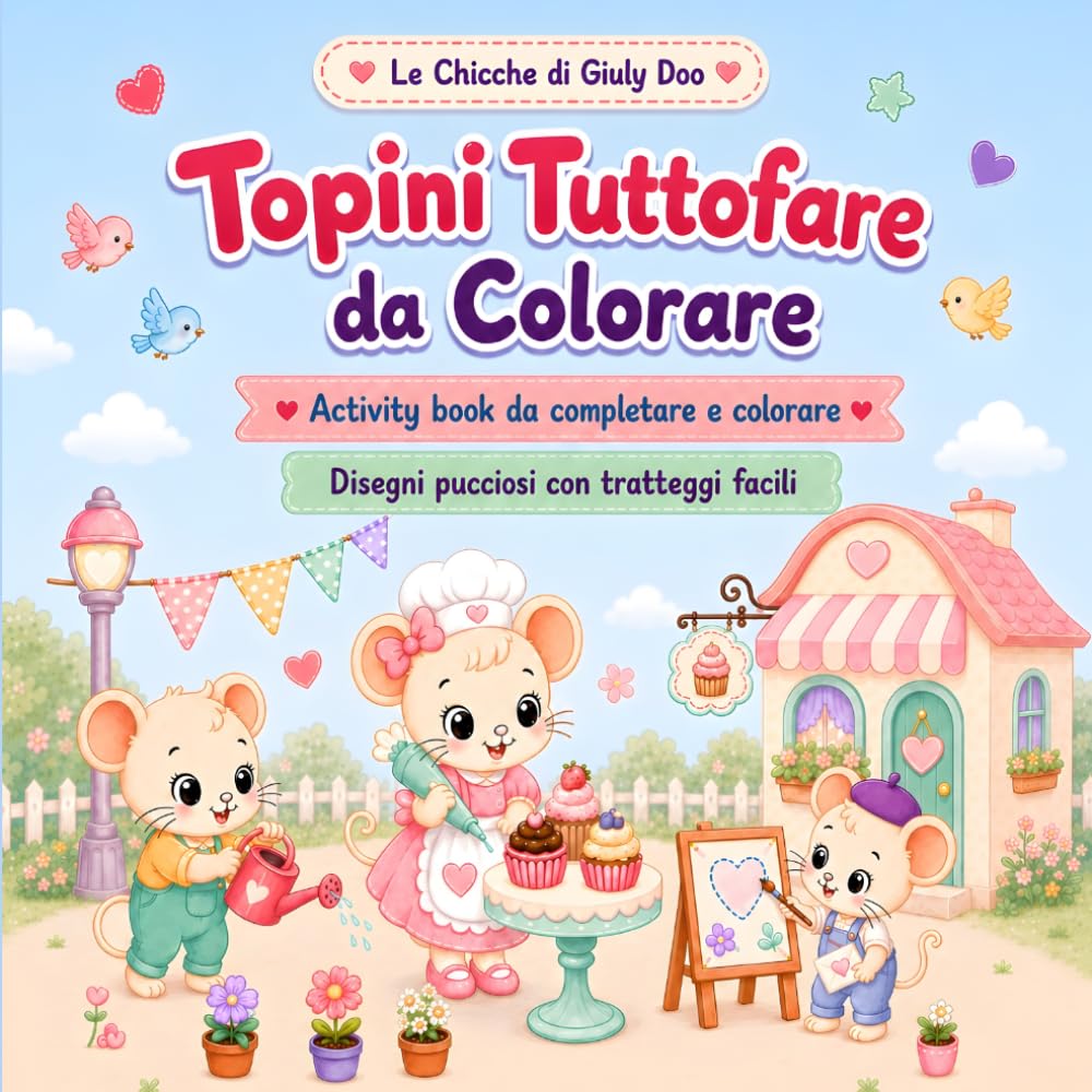 Topini Tuttofare da Colorare: Activity book per bambini da completare e colorare con disegni pucciosi e tratteggi facili (Le Chicche di Giuly Doo)