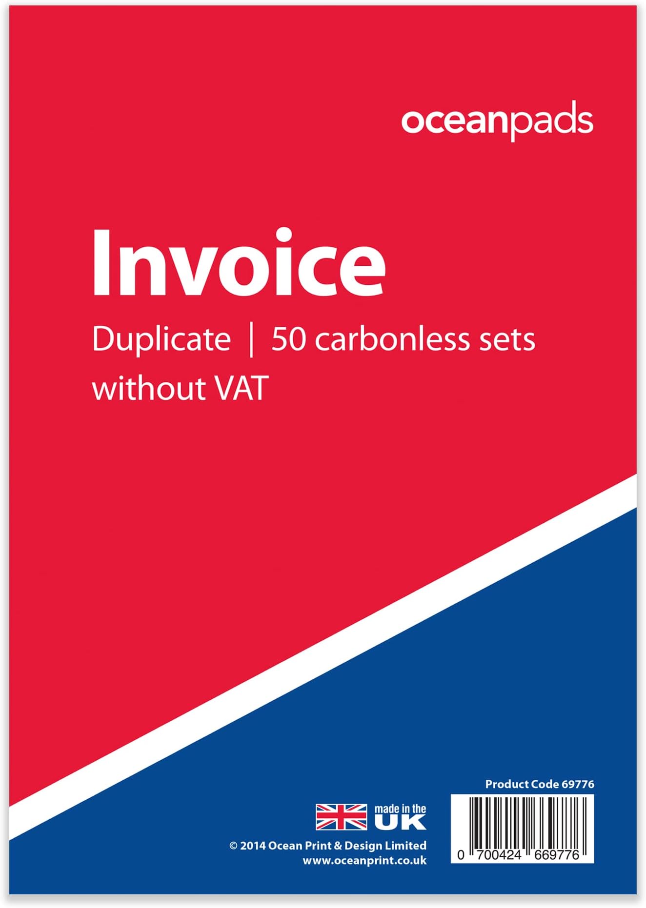 Ocean Pads Invoice Book Duplicate Without VAT, A5 148 x 210mm, 2Part
