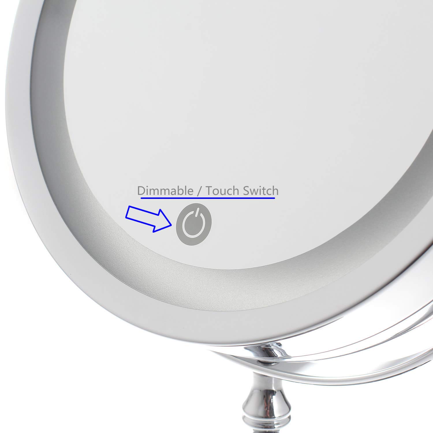 TKD3144-5x przyciemniane lusterko kosmetyczne LED, 5-krotne powiększenie, 7", podświetlane lusterko do makijażu, dwustronne urządzenie do golenia z funkcją dotykową, zasilanie bateryjne + wtyczka EU,
