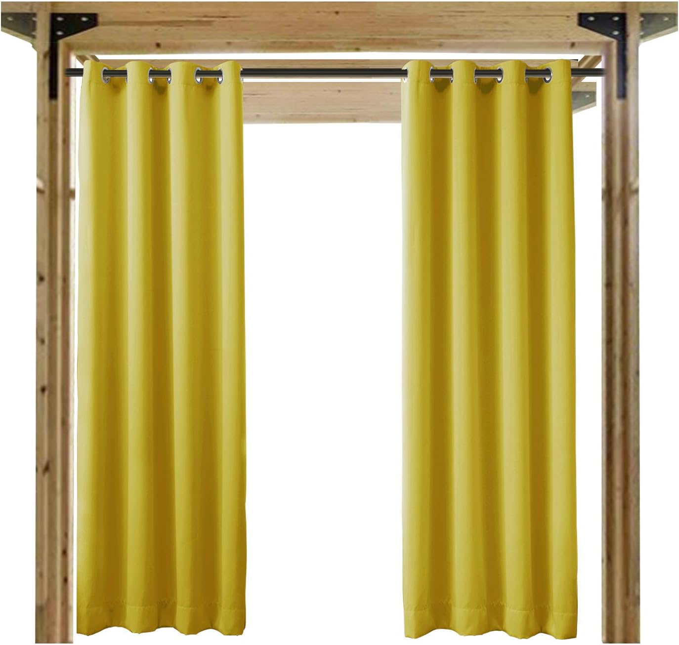 cololeaf Outdoor Curtain Waterproof for Patio - Home Decorations Thermal Insulated Grommet Top Indoor Outdoor Curtain/Drape for Porch,Gazebo - Yellow 120W x 84L Inch (1 Panel)