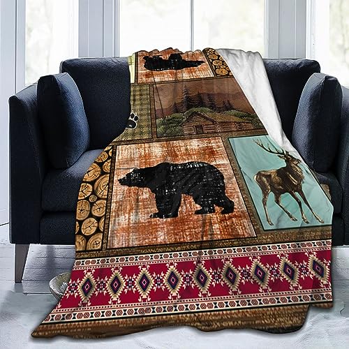 Vintagehuntingdeerbearfleecethrowblanketanimalsoftflannelplushlightweightwarmcozyblanketforbedcouchsofatravel60x50  Urban Country Home Decor Vintage hunting deer bear fleece throw blanket animal soft flannel plush lightweight warm cozy blanket for bed couch sofa travel 60x50  urban country home decor