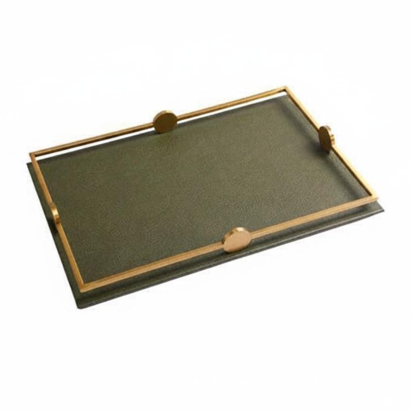 Vassoio Decorativo Organizer Portaoggetti Porta Gioielli Rettangolare con Design Moderno in Pelle E Metallo Perfetto per Tavolino Soggiorno Consolle Scrivania, Verde