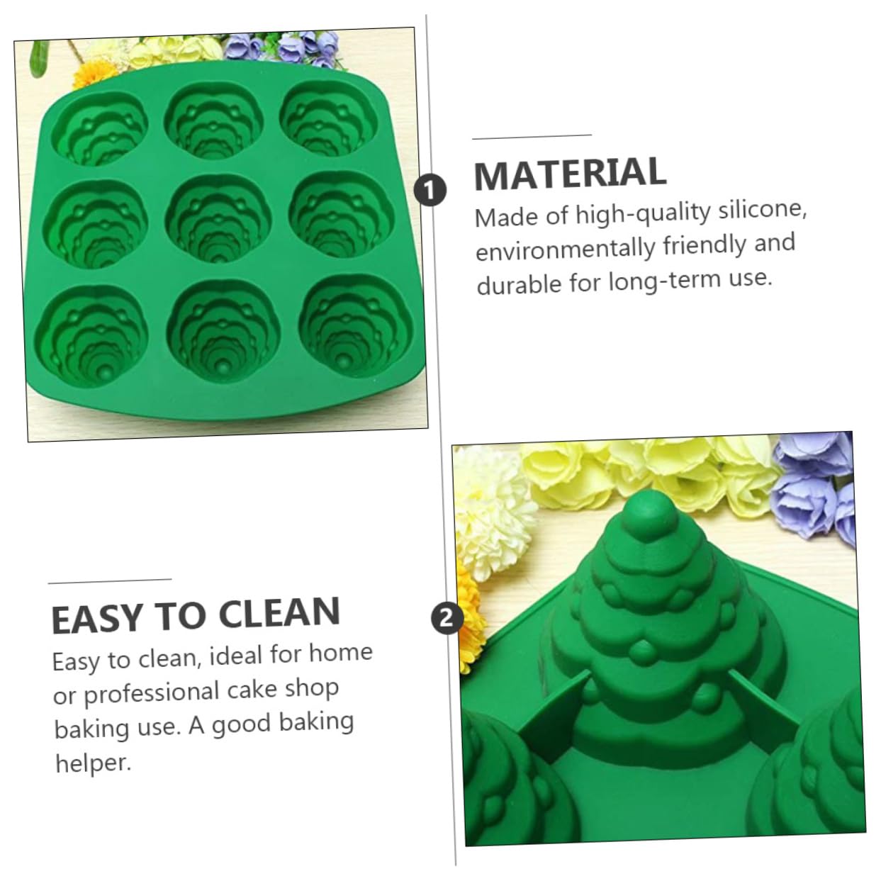 MAGICLULU 2 Piezas Lata de pastel de árbol de Navidad divertido molde para hornear molde para hacer chocolate molde de tridimensional adorable molde de chocolate Green