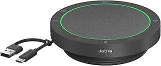 Jabra Speak2 40 Portable Speakerphone with 4 Noise-cancelling Mics, Full-range 50mm Speaker, Wideband Audio and USB A and USB C connections - Certified for Zoom and Google Meet - Dark Grey