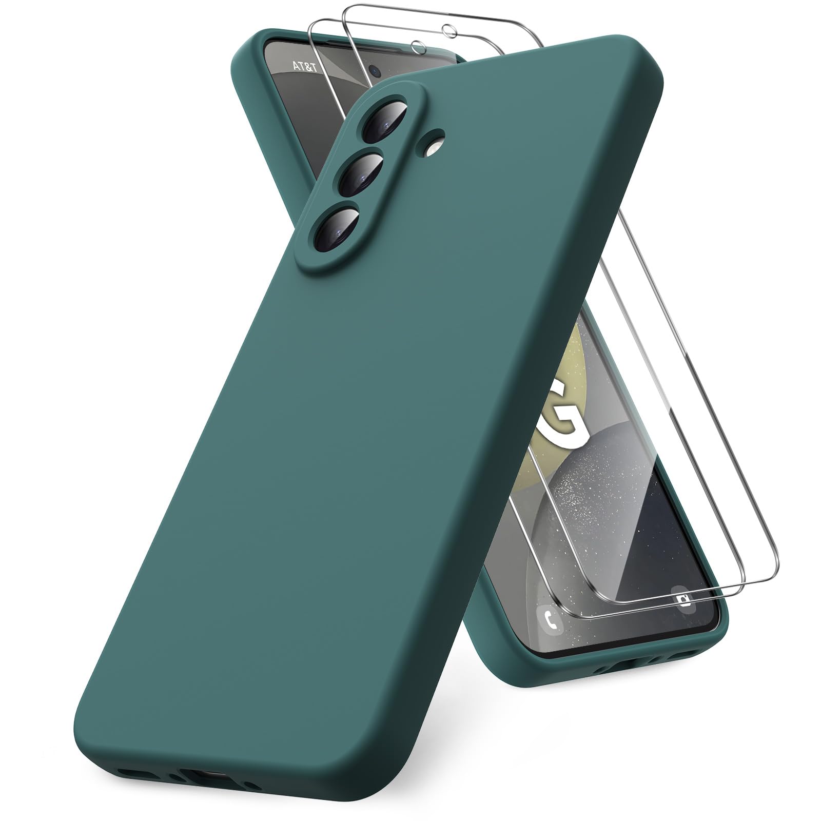 Vansdon Handyhülle kompatibel mit Samsung Galaxy A37 5G Hülle, 2 Stück Panzer Schutz Glas, weiche TPU Flüssigsilikonhülle, stoßfestem Gummi Silikongel Fall-Taupe