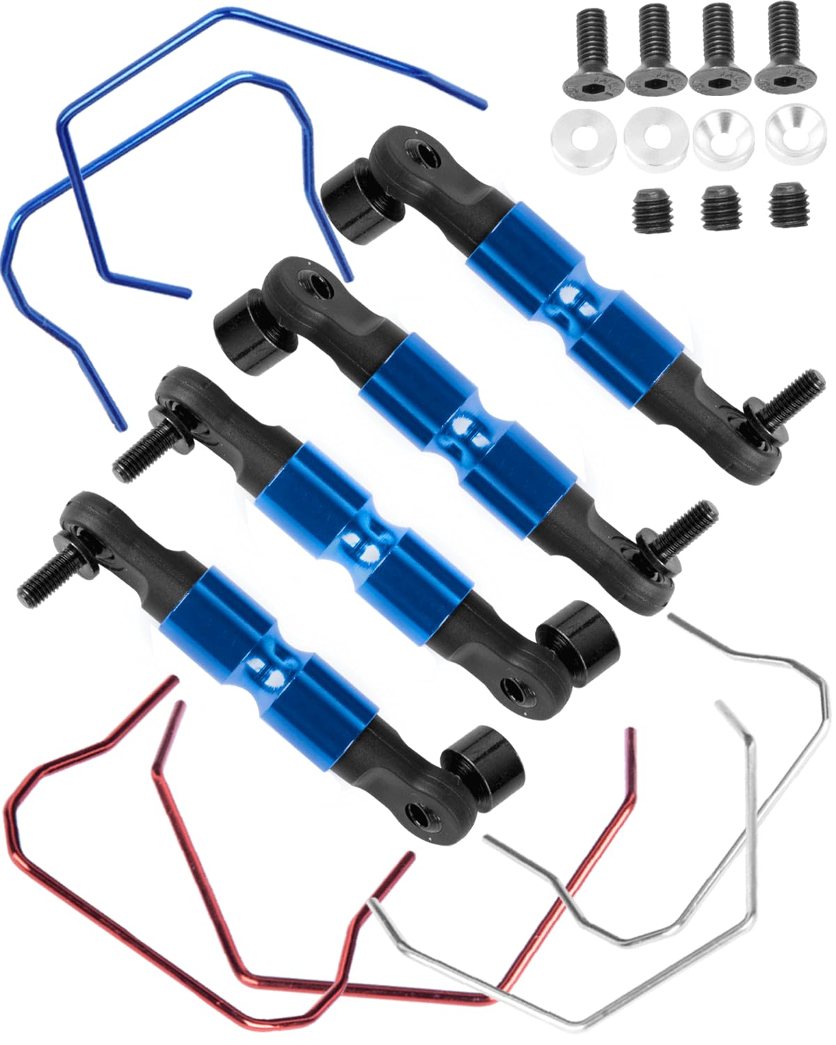 RcarmubWow RC Front Rear Wide Sway Bar Kit Upgrades Part for 1/10 Slash Rustler,Stampede,Rally 4x4 4WD RC Car,Alloy Aluminum Front & Rear Wide Sway