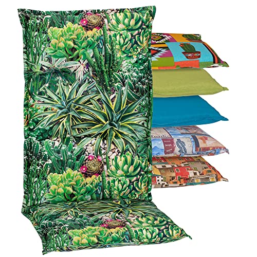 Beo Coussin d’extérieur déperlant Turin | Fabriqué en UE | Coussin Fauteuil de Jardin résistant aux UV et antitaches | Coussin de chaises pour Dossier Haut Respirant | Motif Cactus Vert
