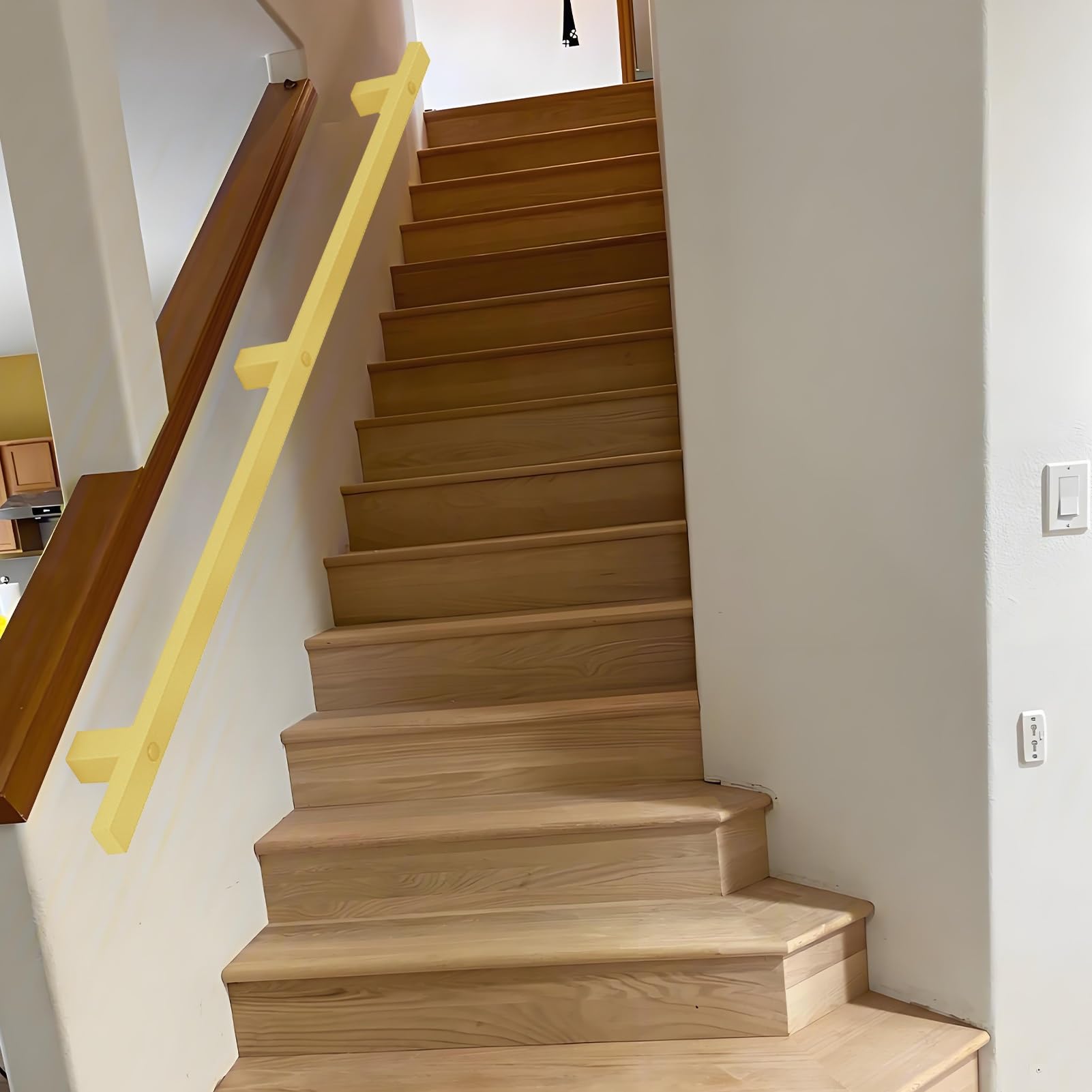 Generisch Quadratischer Handlauf für Treppen, Sicherheitshandlauf mit Wandhalterungen und Metallschrauben, Handlauf für Außentreppen oder Innentreppen (9 Fuß)