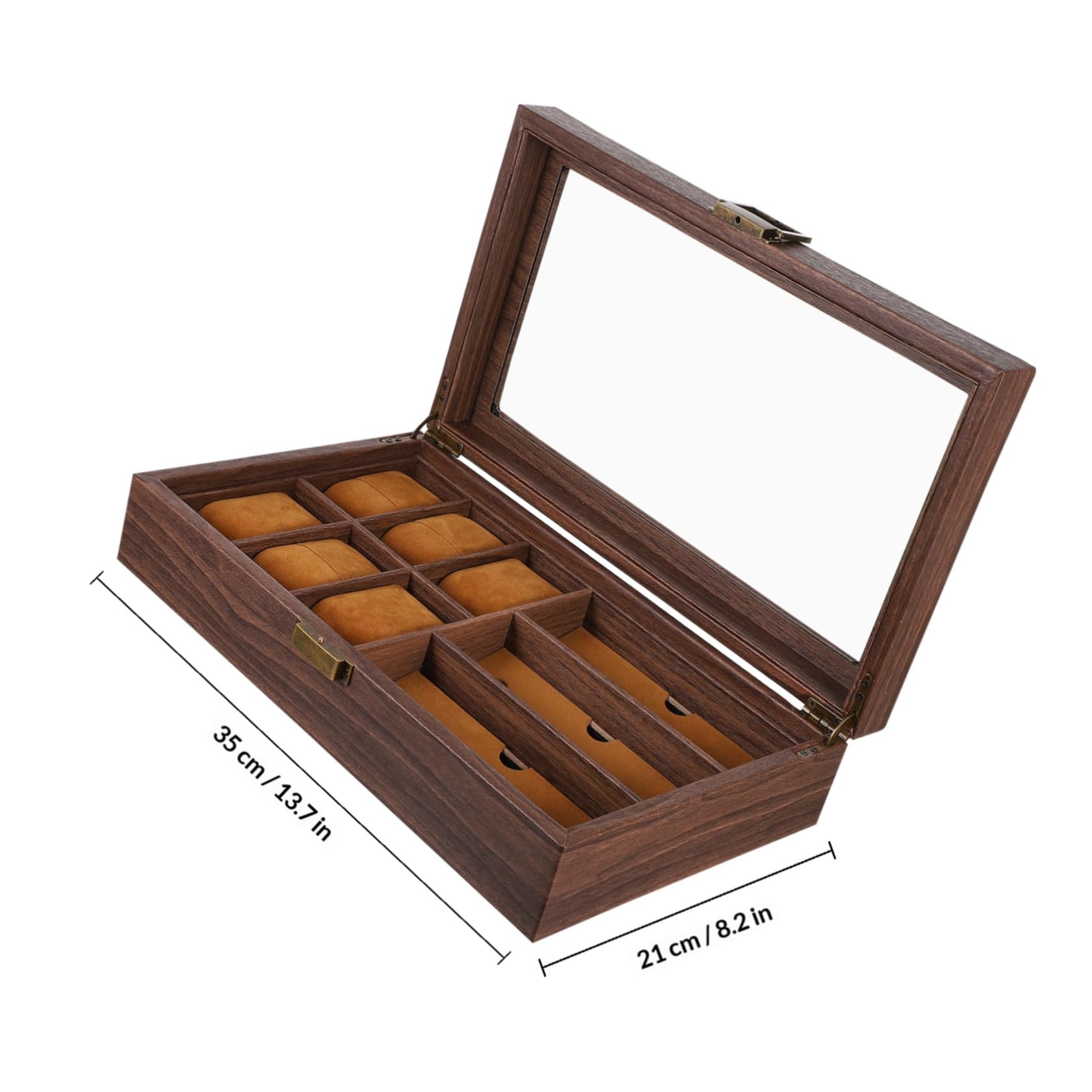 TOPBATHY Caja Organizador de Relojes y Gafas de Madera 6 Compartimentos para Relojes y 3 Ranuras para Gafas Estilo Retro para Colección y Exhibición